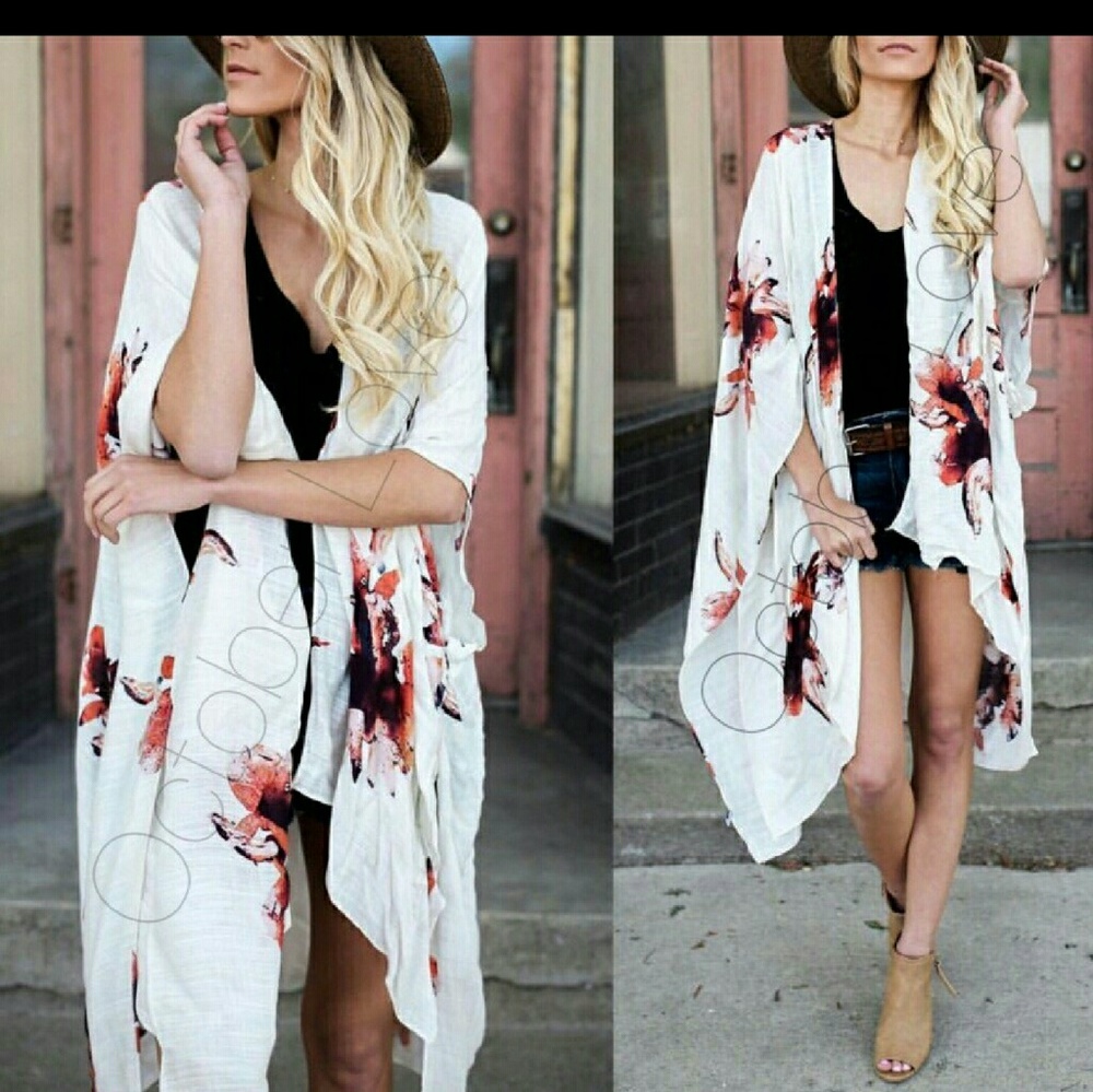 Ivory  Floral Kimonos